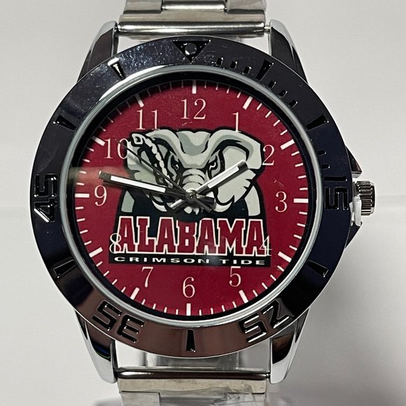 Alabama Crimson Tide NCAA Team Logo Men's Stainless-Steel Silver Watch NEW - Picture 1 of 9